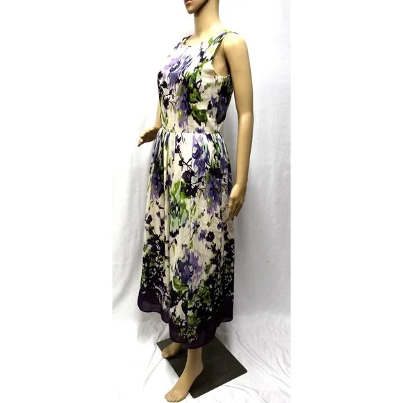 Coldwater Creek Womens Maxi Dress 4 Floral Sleeveless Party Cocktail Watercolor - Picture 3 of 11
